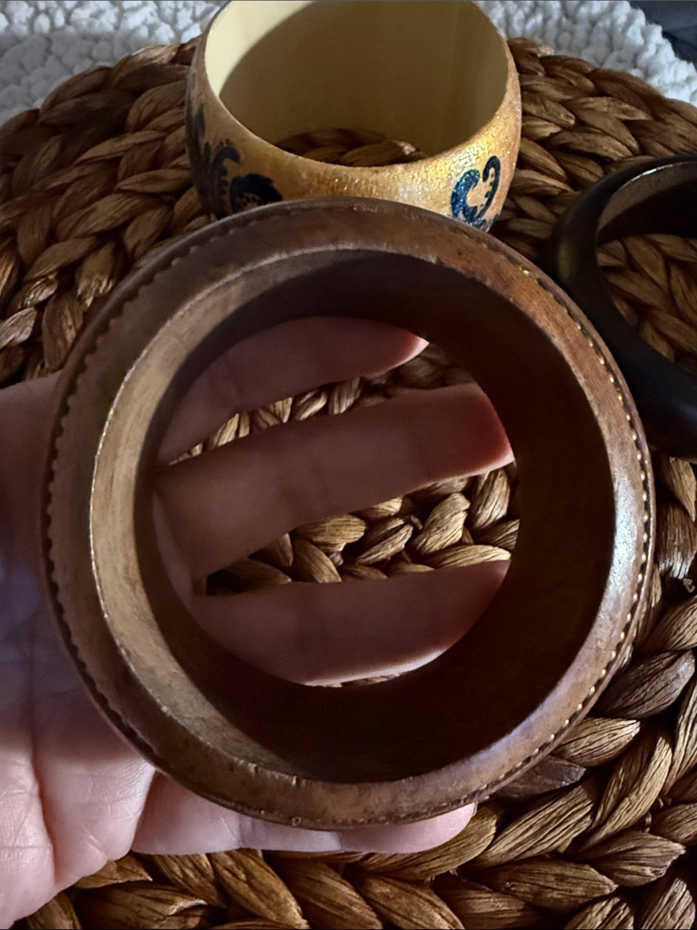 Wood Bold Boho Artistic Bangle Set - Women’s Bracelet Stack - Picture 6 of 8